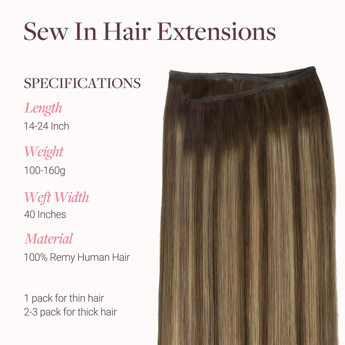 GOO GOO Sew In Hair Extensions 20In back view