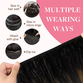 GOO GOO Sew In Hair Extensions 20In displayed with styling tools