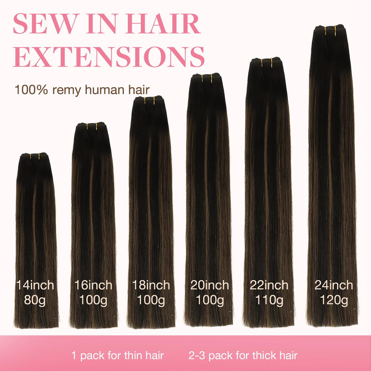 GOO GOO Sew In Hair Extensions 20In showing volume