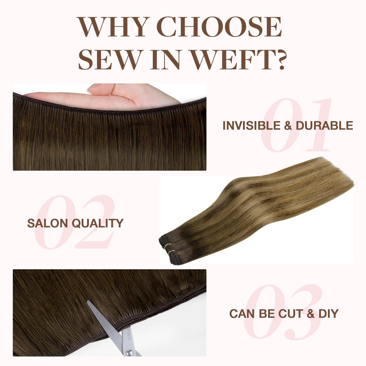 GOO GOO Sew in Hair Extensions 22 Inch close-up of weft