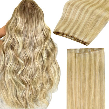 GOO GOO Sew in Hair Extensions 22-inch with Dirty Blonde Highlights front view