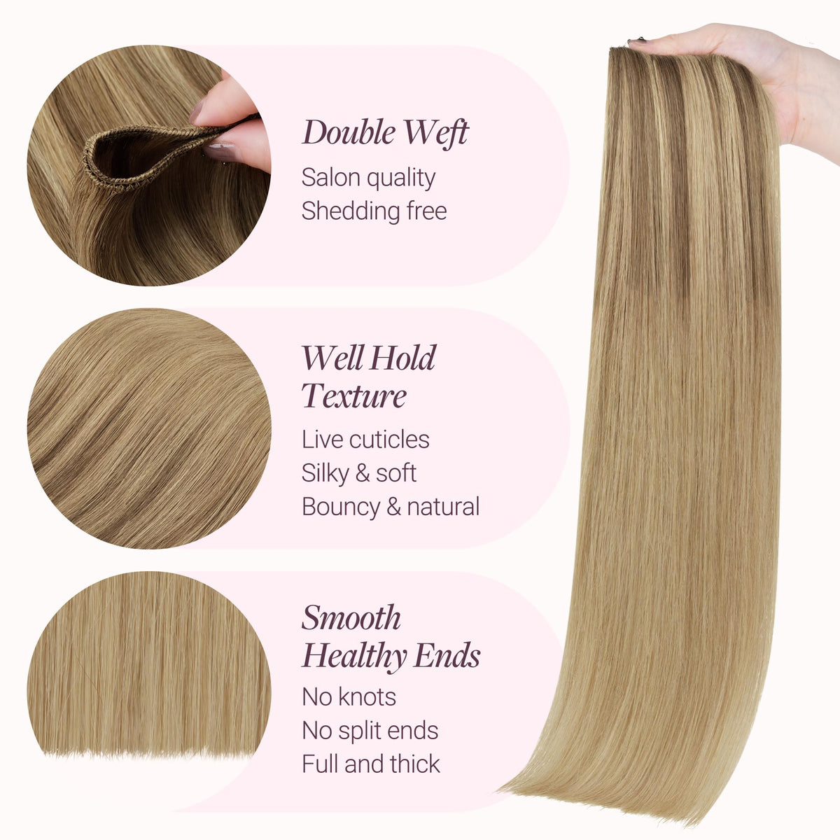 GOO GOO Sew In Hair Extensions 22In close-up of texture