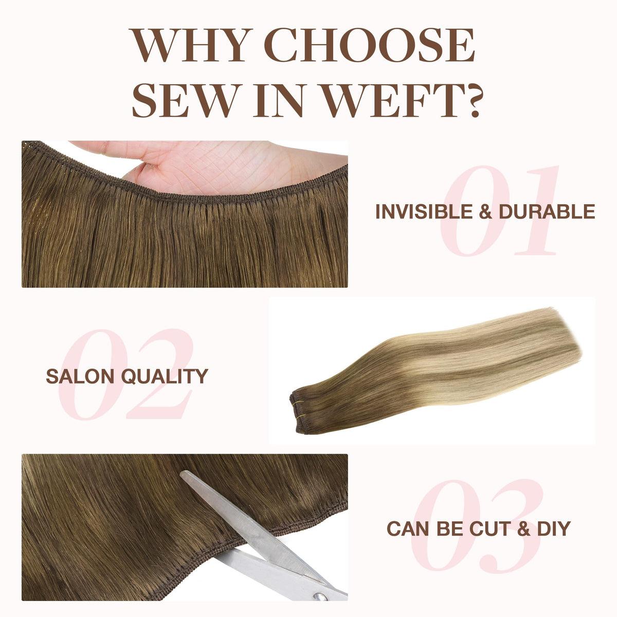 GOO GOO Sew In Hair Extensions 22In close-up of texture
