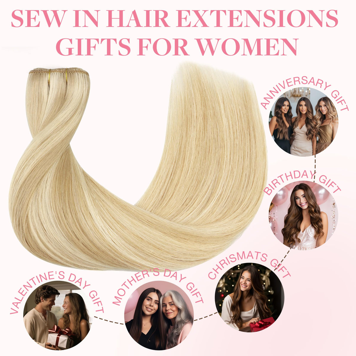 GOO GOO Sew In Hair Extensions 22In in different styling options
