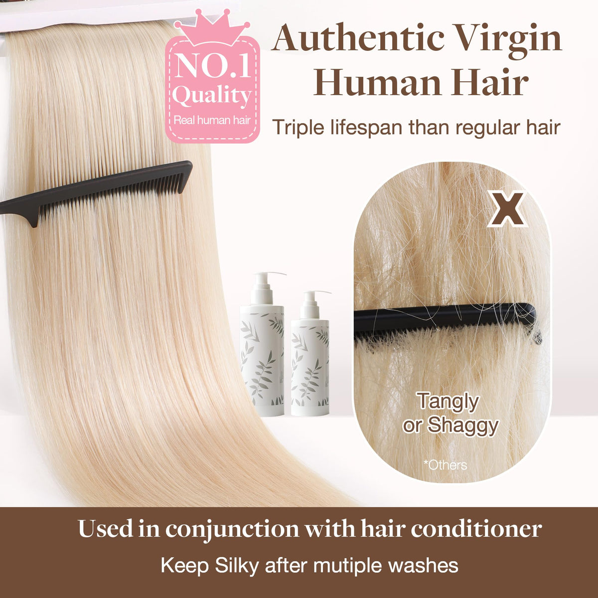 GOO GOO Sew In Hair Extensions 22In showing double weft design