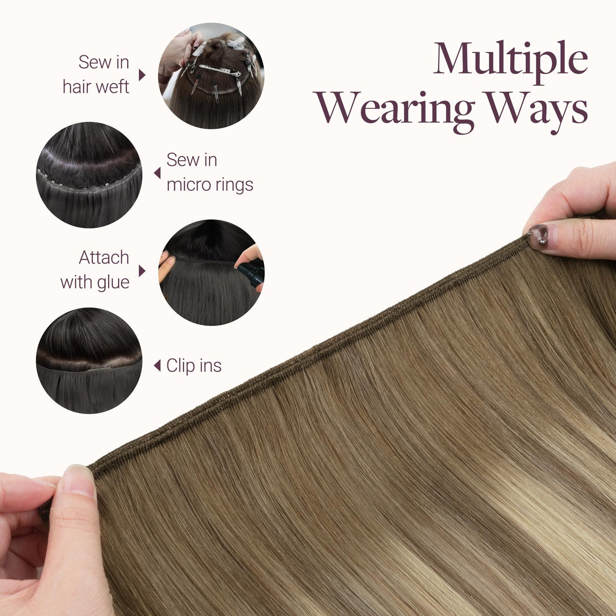 GOO GOO Sew In Hair Extensions 22In styled on mannequin