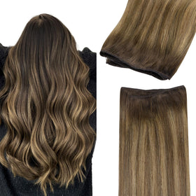 GOO GOO Sew in Hair Extensions 24-inch Brunette Balayage front view