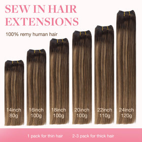 GOO GOO Sew In Hair Extensions 24In length comparison