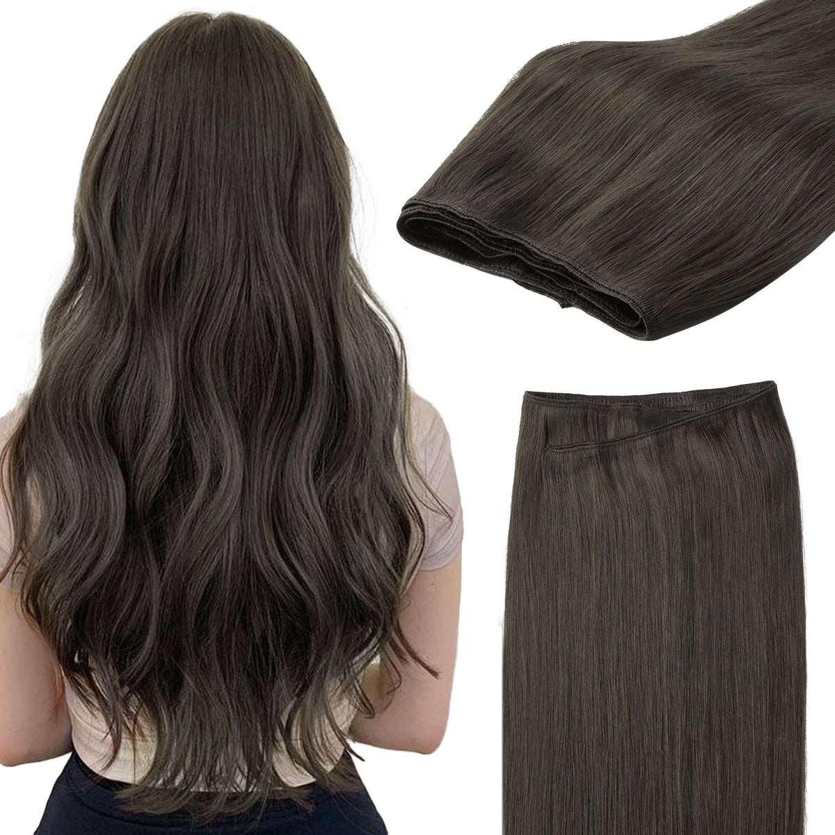GOO GOO Sew in Hair Extensions 24inch Mocha Brown front view