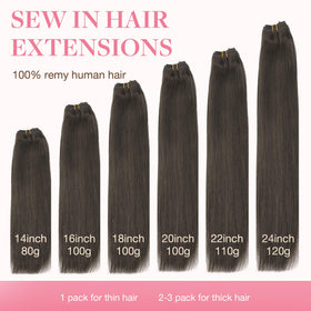 GOO GOO Sew in Hair Extensions 24inch Mocha Brown weft detail