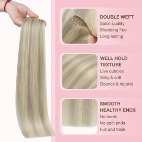 GOO GOO Sew In Hair Extensions close-up of double weft design