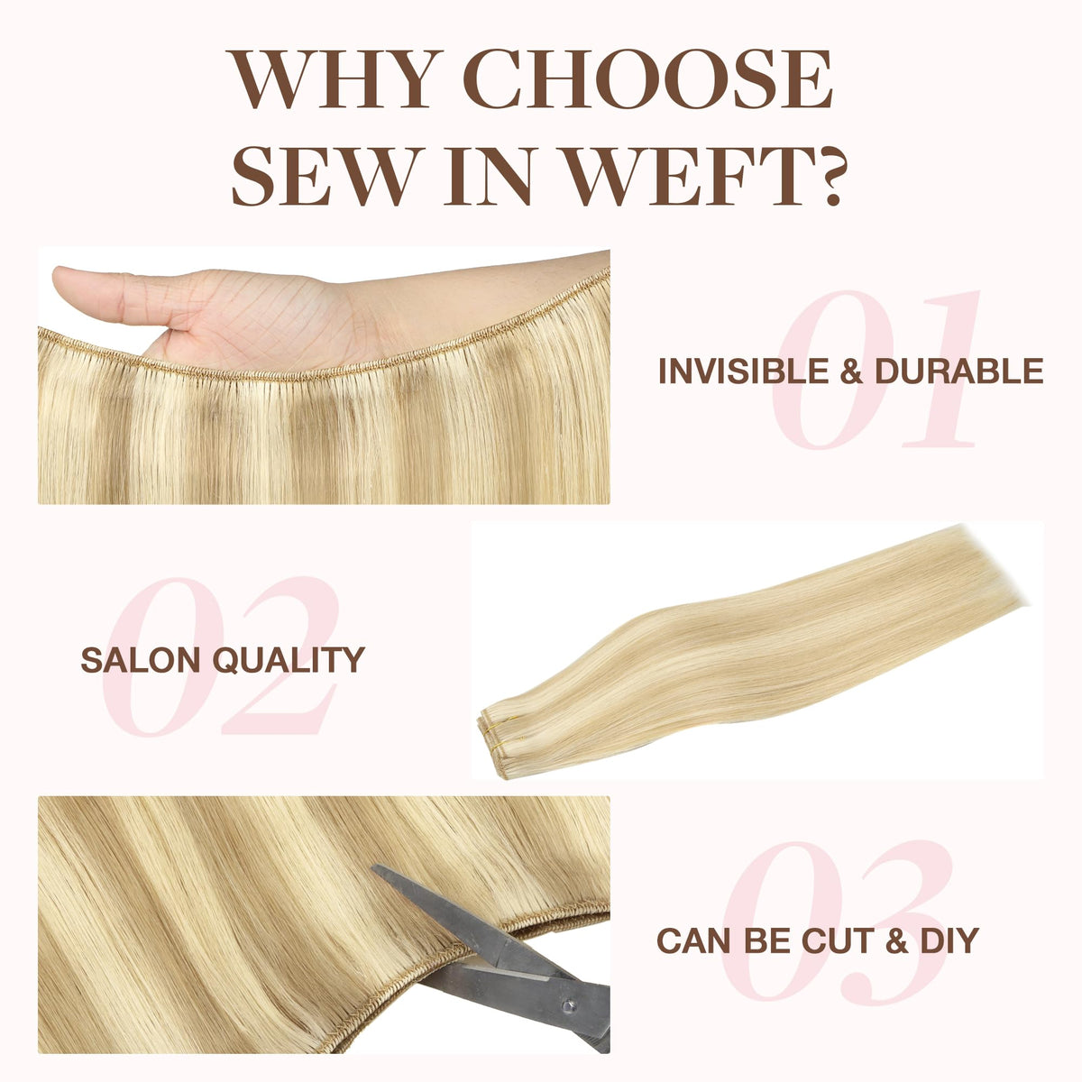 GOO GOO Sew In Hair Extensions close-up of weft