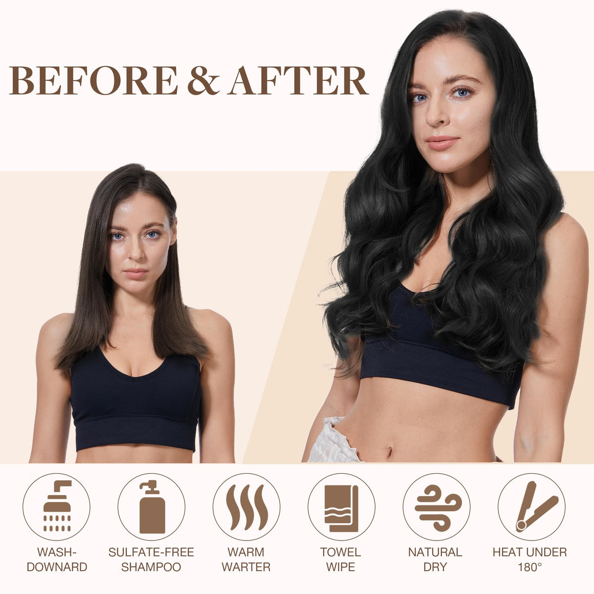 GOO GOO Sew In Hair Extensions cut to fit example