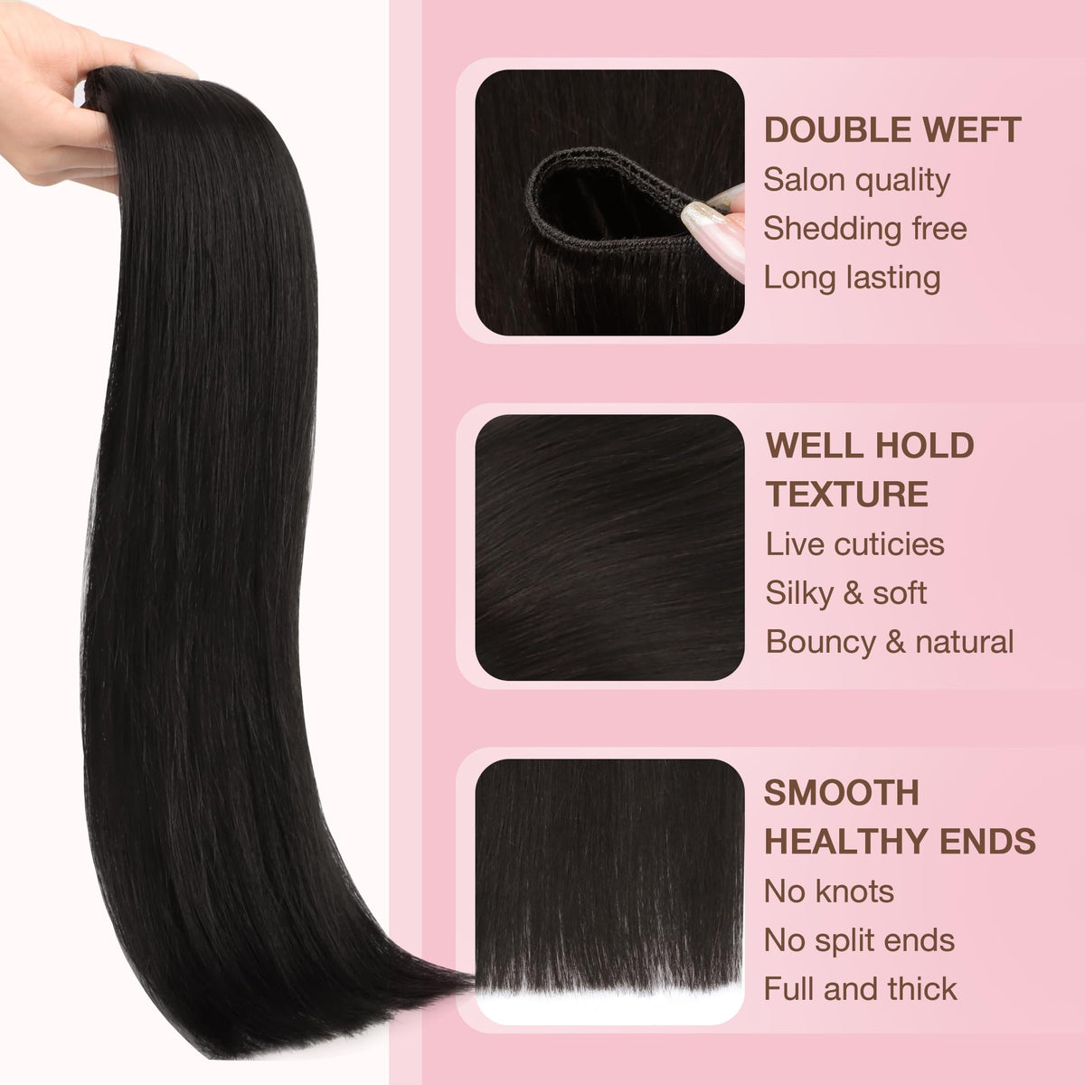 GOO GOO Sew In Hair Extensions showing double weft construction