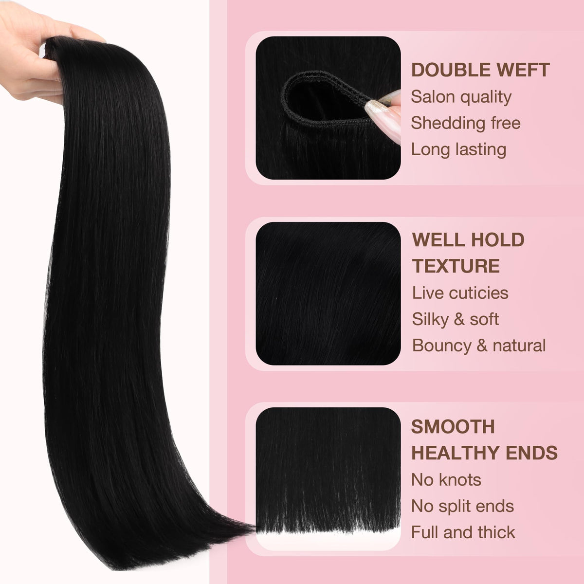 GOO GOO Sew In Hair Extensions showing natural blend