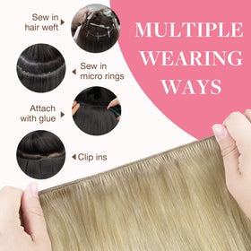 GOO GOO Sew in Hair Extensions styled in a ponytail