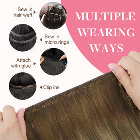 GOO GOO Sew In Hair Extensions styled in loose waves