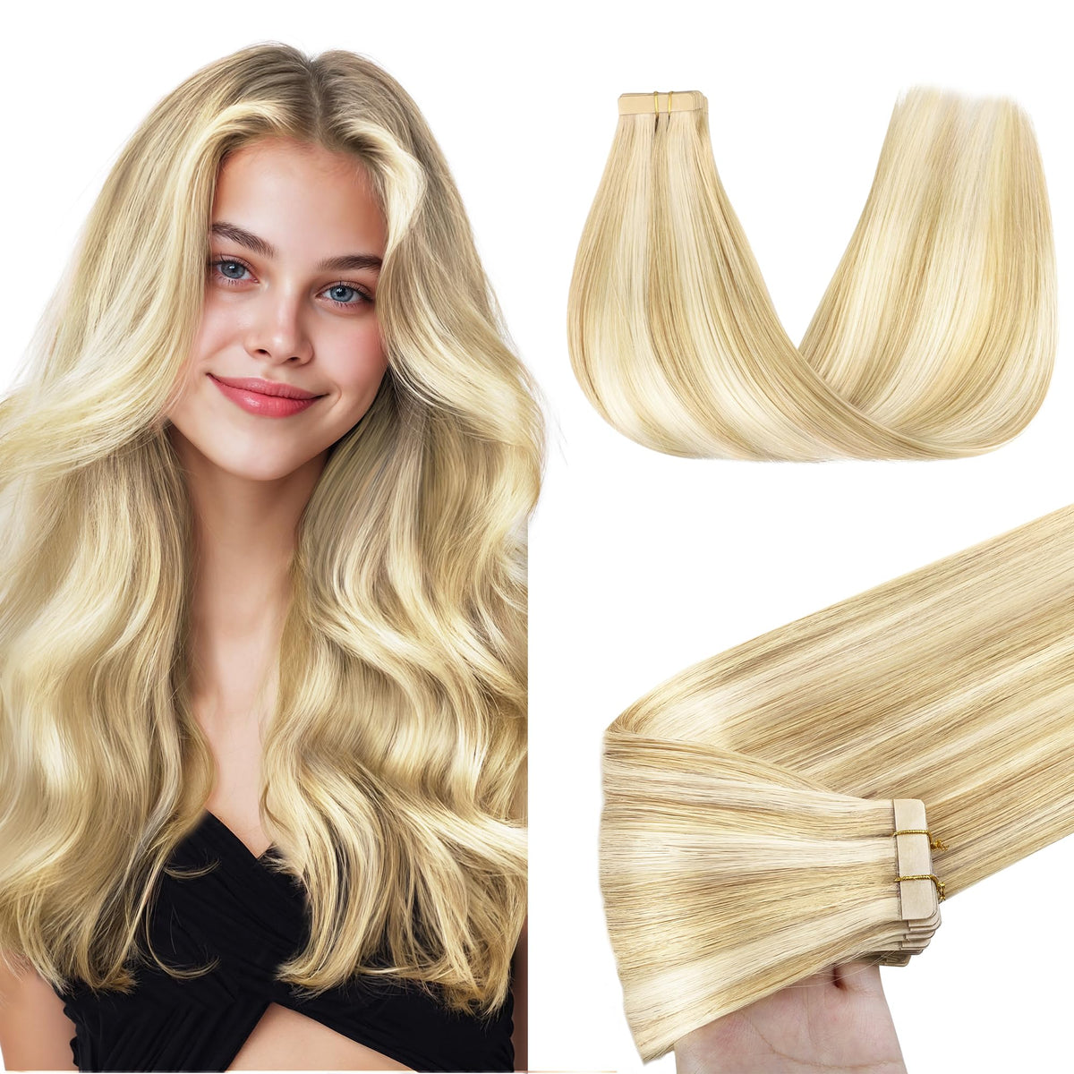 GOO GOO Tape in Hair Extensions 10 inch #18D/22F front view