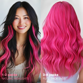 GOO GOO Tape in Hair Extensions 10-inch Pink in different lighting