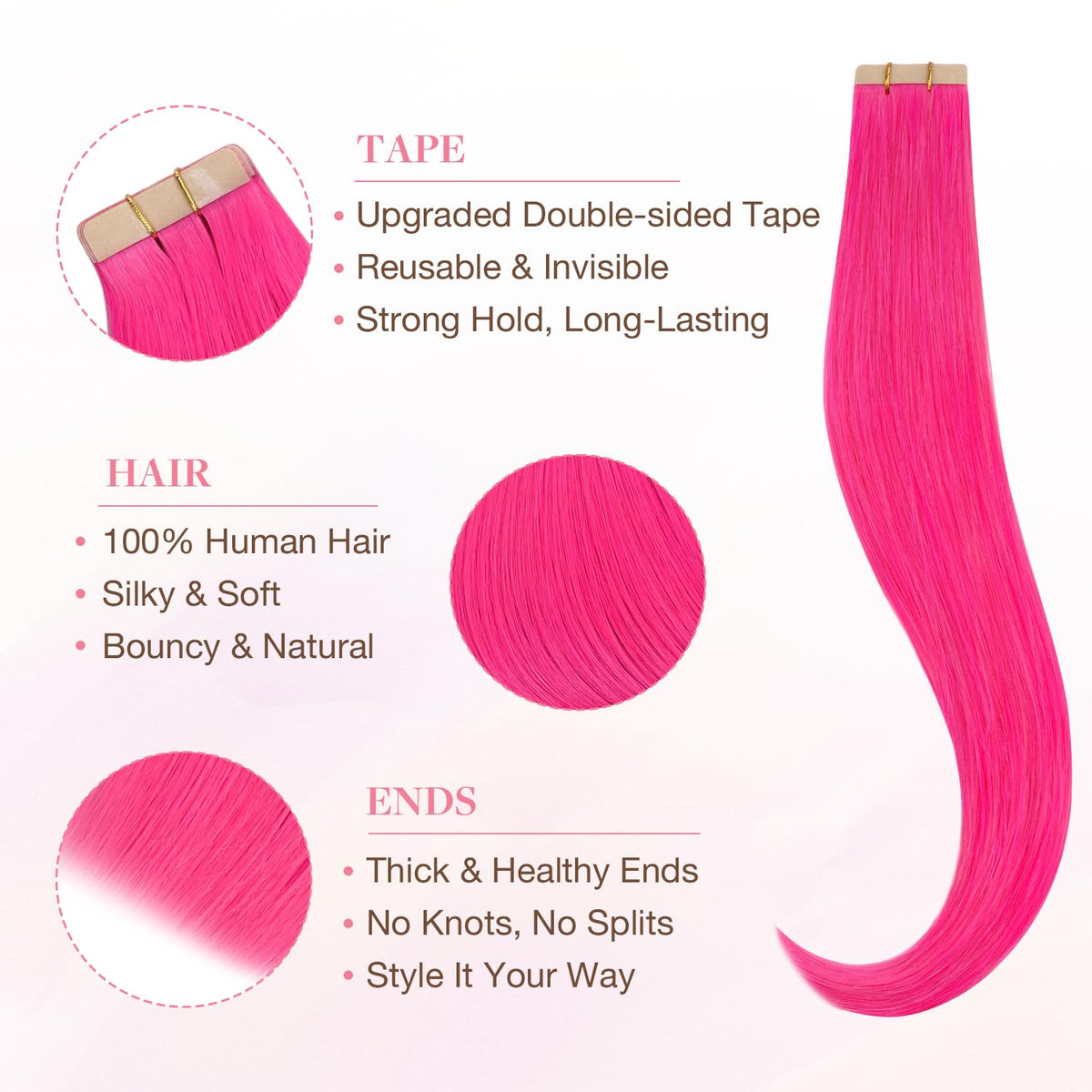 GOO GOO Tape in Hair Extensions 10-inch Pink packaging