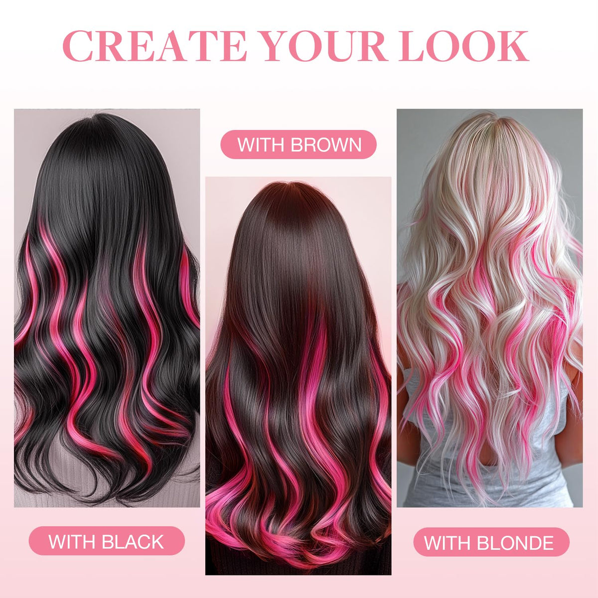 GOO GOO Tape in Hair Extensions 10-inch Pink showing texture