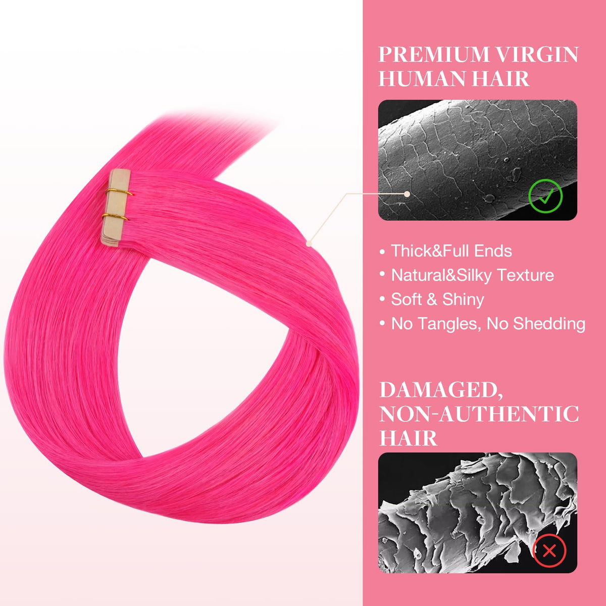 GOO GOO Tape in Hair Extensions 10-inch Pink styled on model