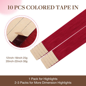 GOO GOO Tape in Hair Extensions 10 pieces laid out