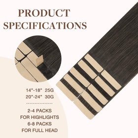 GOO GOO Tape in Hair Extensions 10pcs Mocha Brown close-up