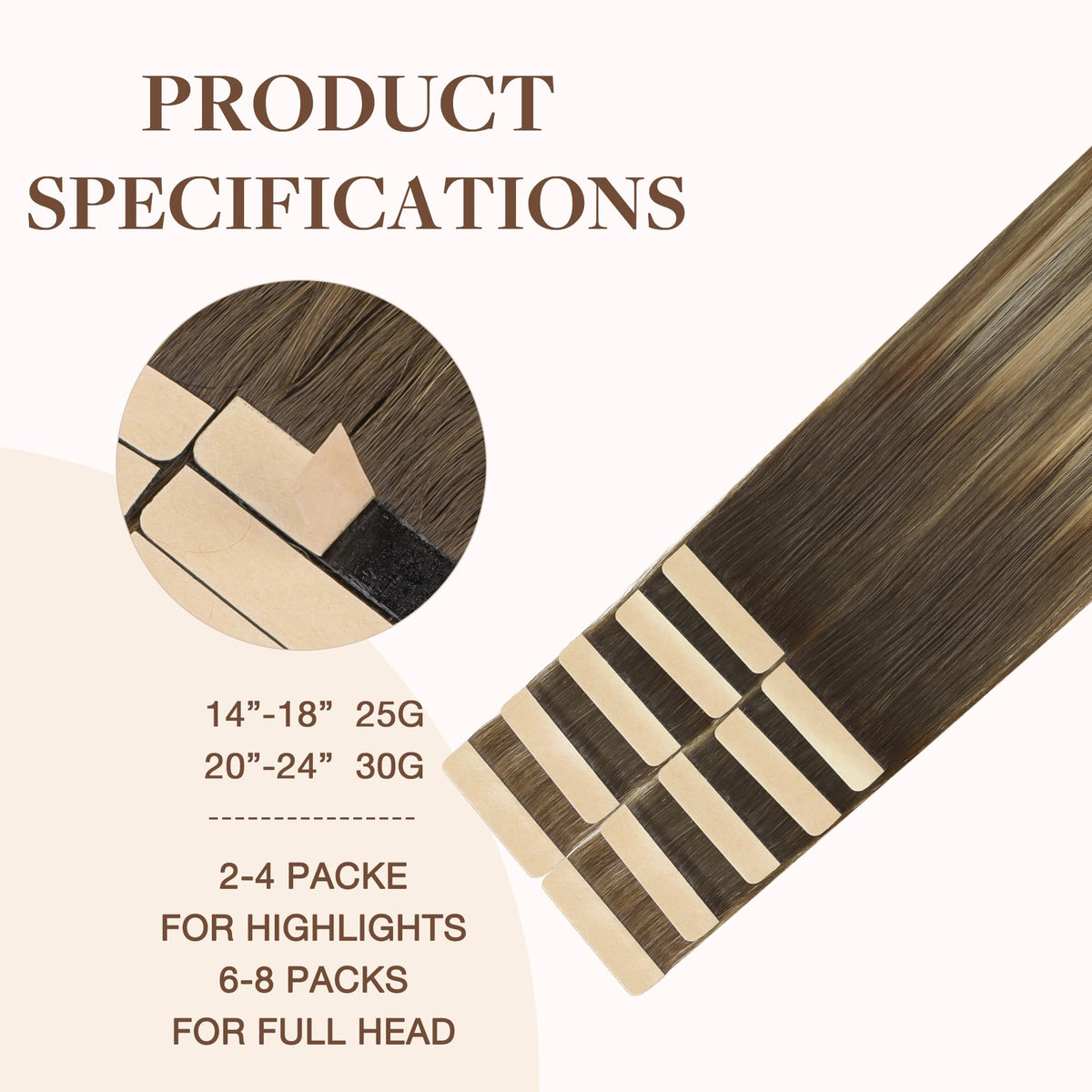 GOO GOO Tape in Hair Extensions 10pcs pack with chocolate brown and dirty blonde