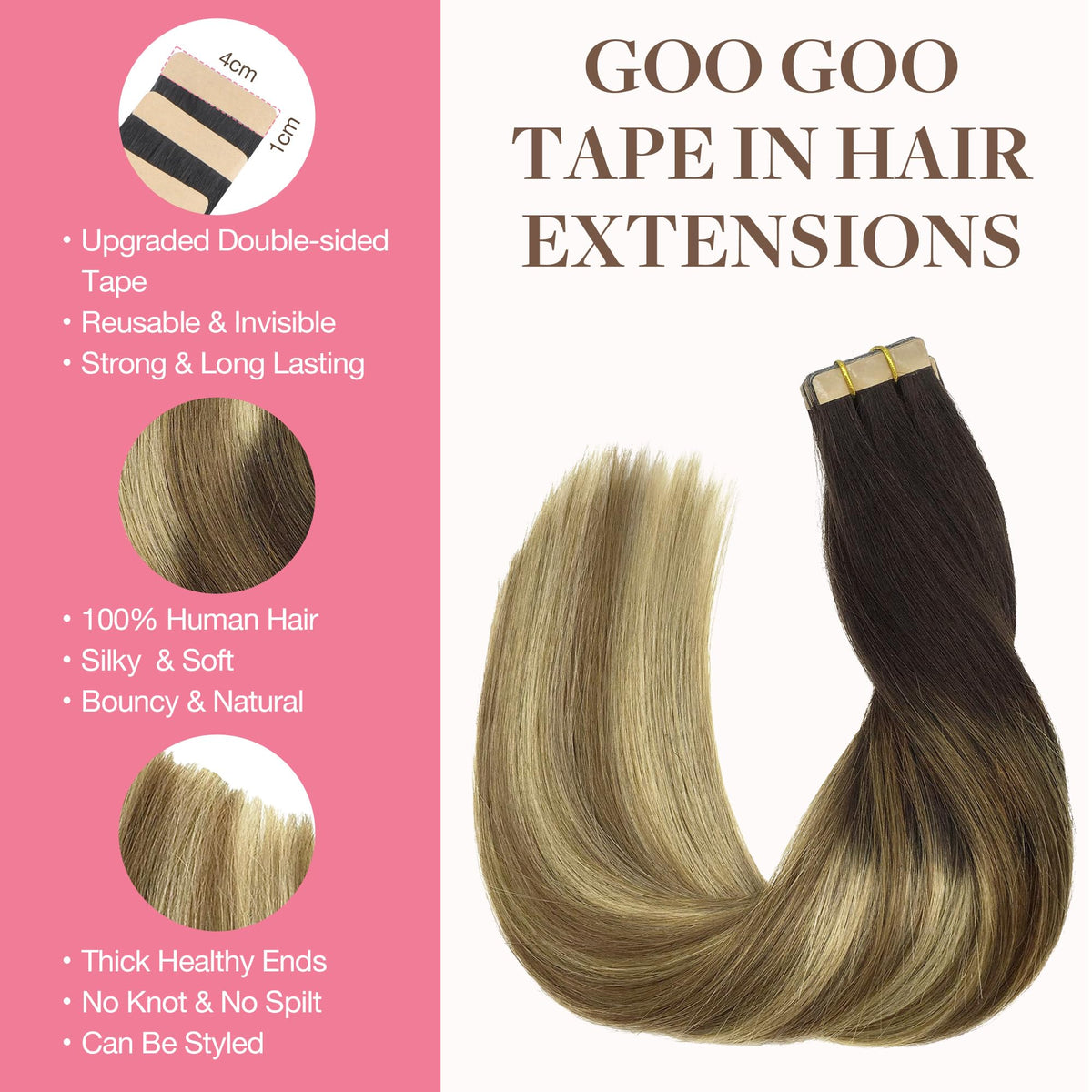 GOO GOO Tape in Hair Extensions 12 inch packaging