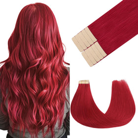 GOO GOO Tape In Hair Extensions 12 inch red front view