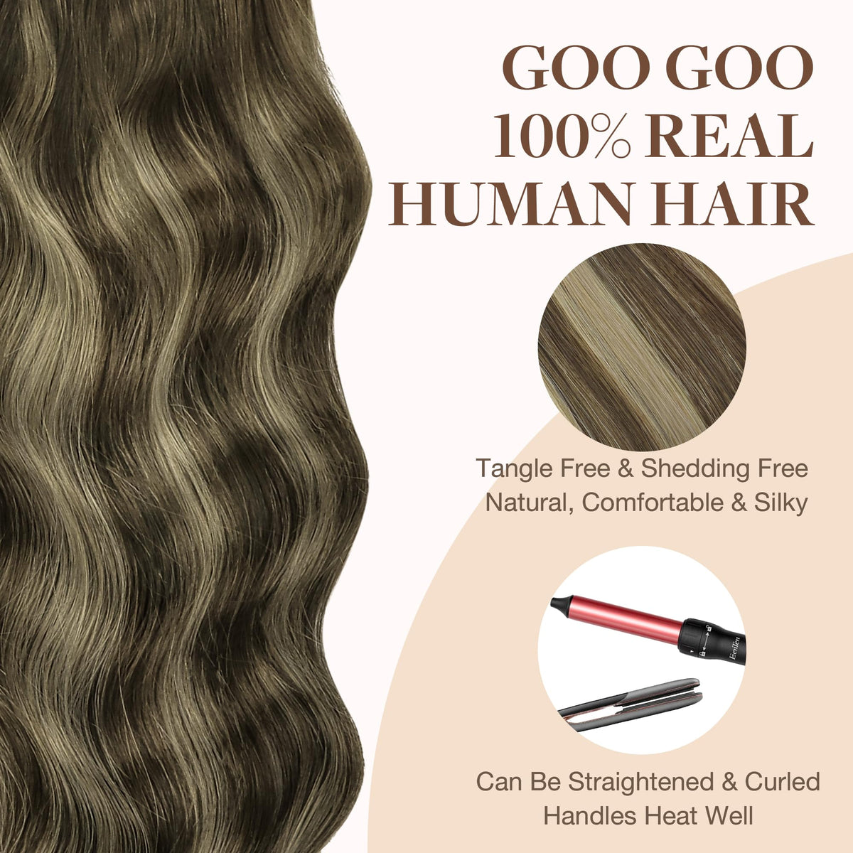 GOO GOO Tape in Hair Extensions 12 inch styling tools