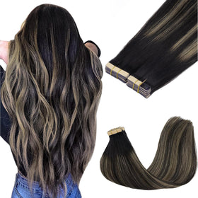 GOO GOO Tape in Hair Extensions 14-inch #1B/19/1B front view
