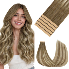 GOO GOO Tape in Hair Extensions 14-inch #8E/61/8E front view