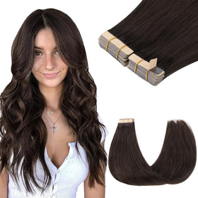 GOO GOO Tape in Hair Extensions 14 inch Light Brown front view