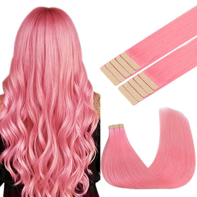 GOO GOO Tape in Hair Extensions 14-inch Peach Pink front view