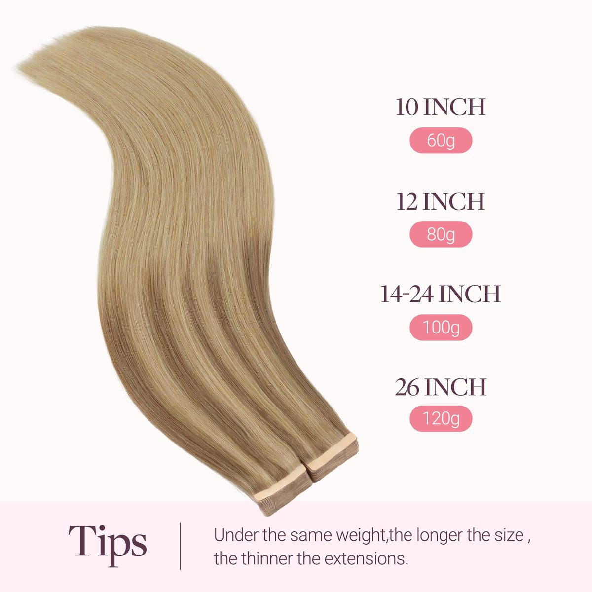 GOO GOO Tape in Hair Extensions 14 inch T12A/18H close-up of tape