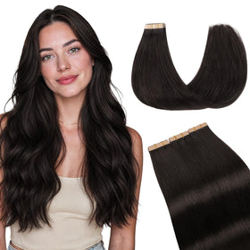 GOO GOO Tape in Hair Extensions 16" Dark Brown front view