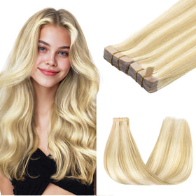 GOO GOO Tape in Hair Extensions 16 inch #18D/22F front view