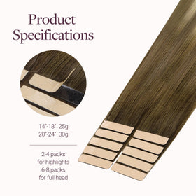 GOO GOO Tape in Hair Extensions 16-inch #3/8/613 on model
