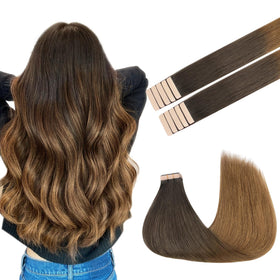 GOO GOO Tape in Hair Extensions 16 inch Chocolate Dip front view