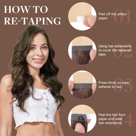 GOO GOO Tape in Hair Extensions 16 Inch displayed on a table