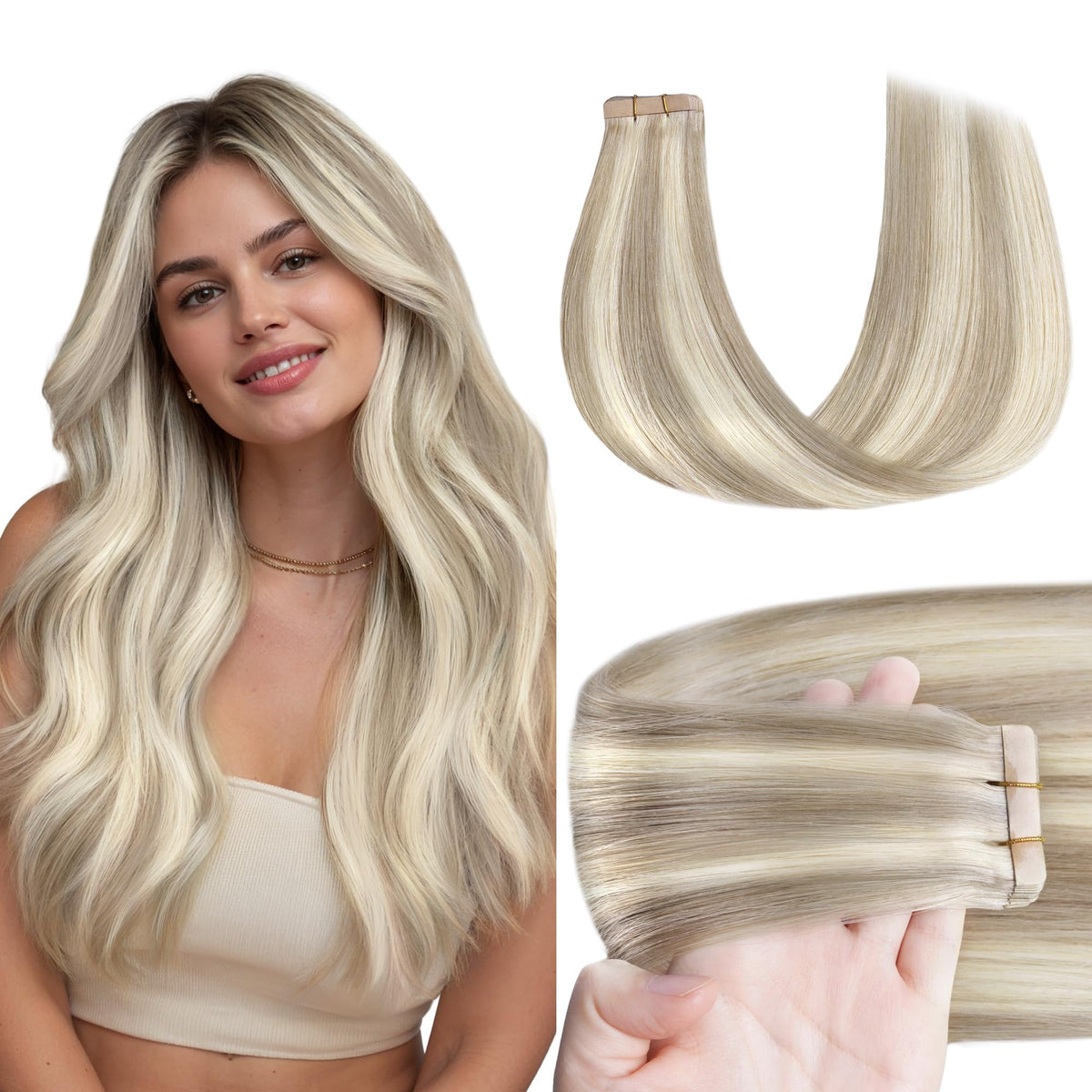 GOO GOO Tape in Hair Extensions 16-inch front view