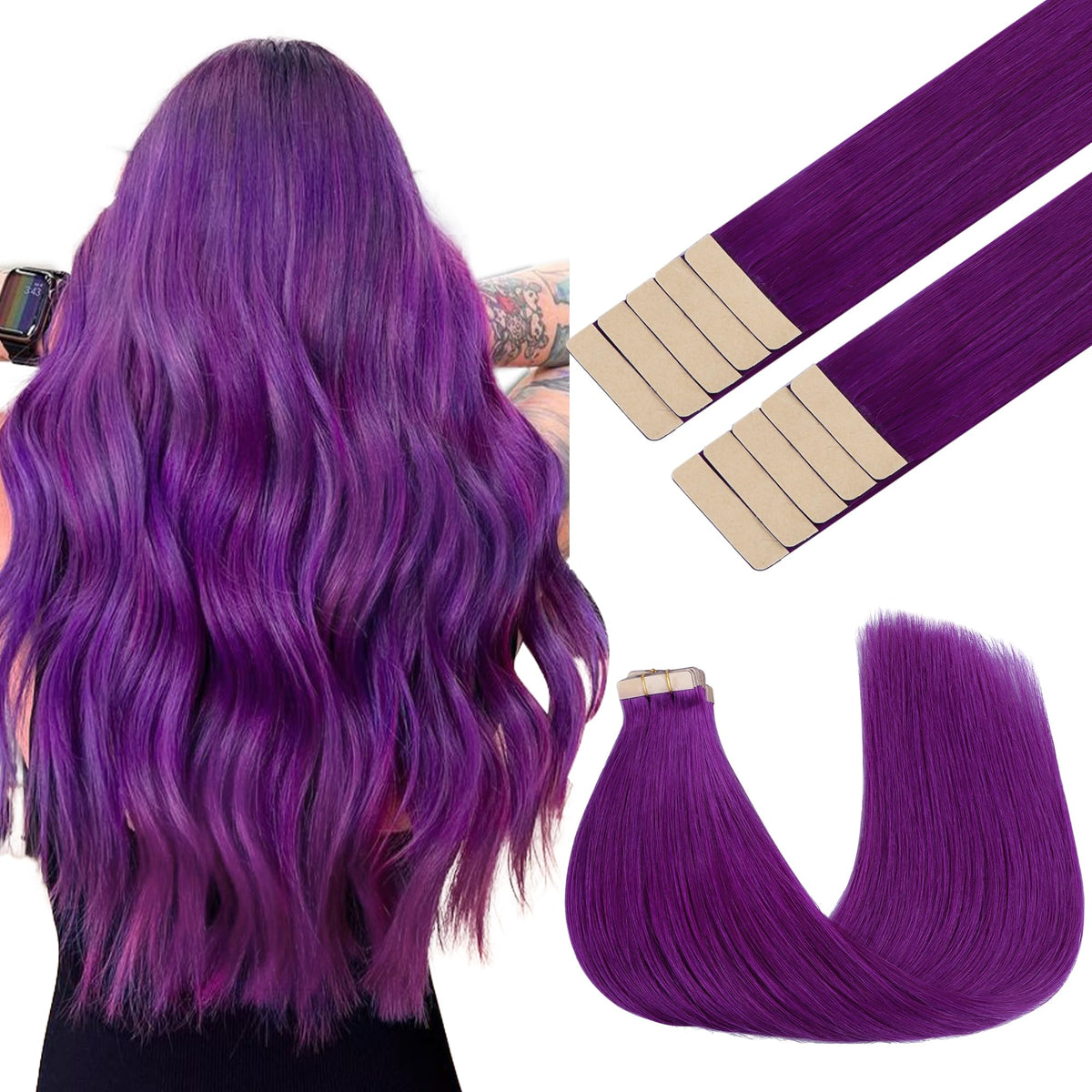 GOO GOO Tape-In Hair Extensions 16" Purple front view
