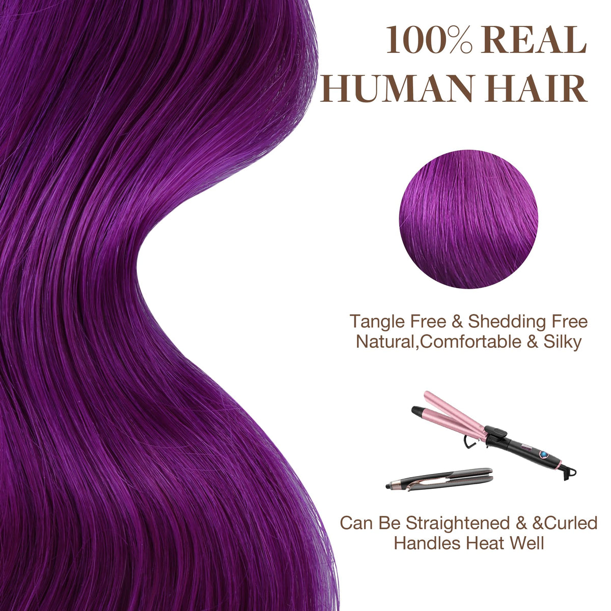 GOO GOO Tape-In Hair Extensions 16" Purple with extra tapes