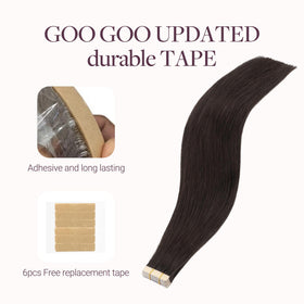 GOO GOO Tape in Hair Extensions 18" Dark Brown on model