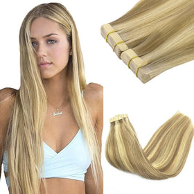 GOO GOO Tape in Hair Extensions 18 inch #16/22 front view