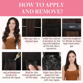 GOO GOO Tape in Hair Extensions 18 inch #4/26/4 application process