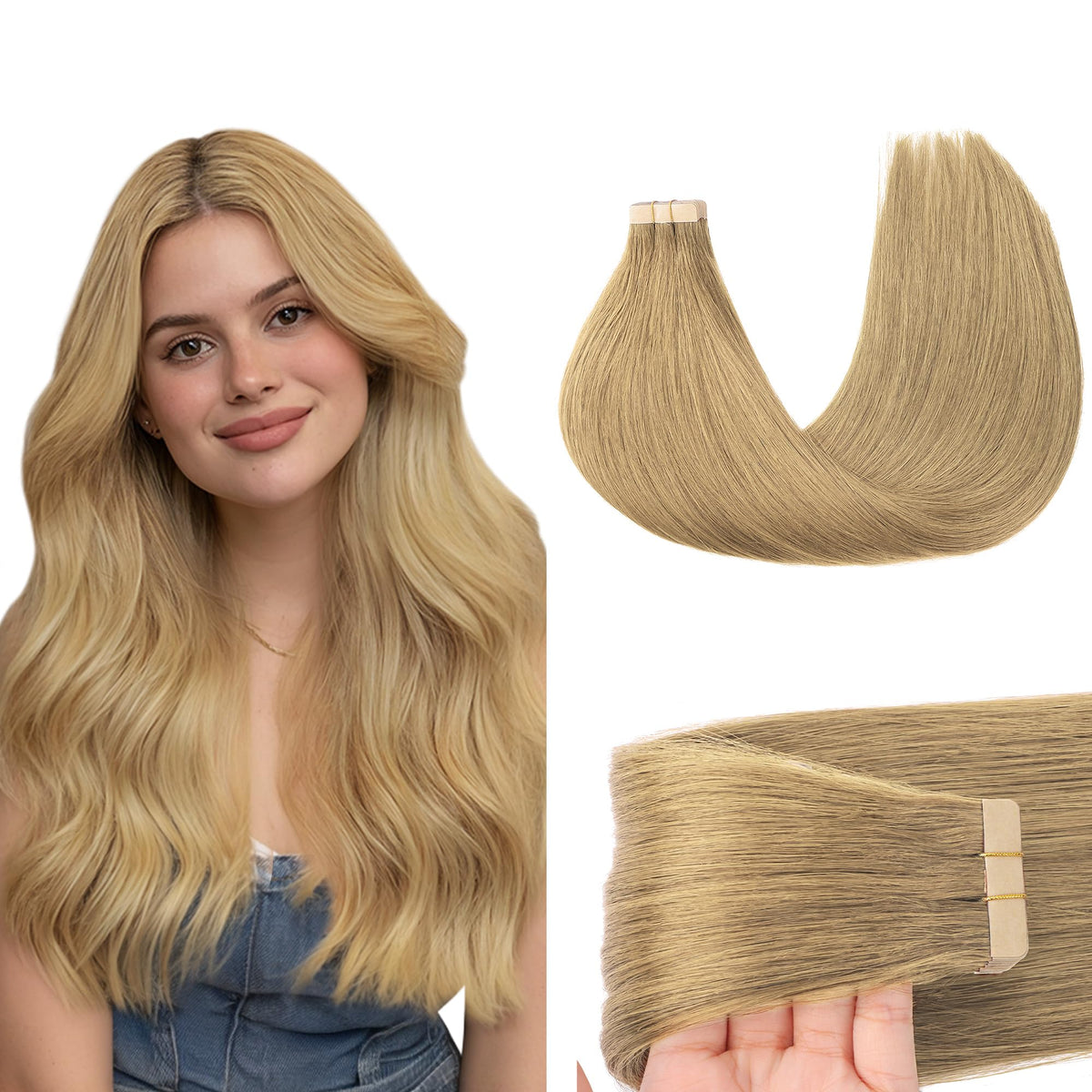 GOO GOO Tape in Hair Extensions 18 inch bronde front view