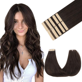 GOO GOO Tape in Hair Extensions 18 inch light brown front view